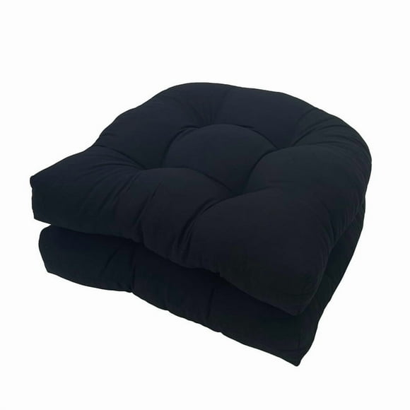 Xiao Hua two-piece outdoor cushion set, suitable for terrace furniture, 19x19 inches, replaceable furniture cushion, suitable for rattan chairs, dining chairs, etc. black