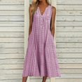 thumbnail image 2 of CNKOO Nouvelles Robes Décontractées Femmes Mode Décontractée Sans Manches Col Boutonné Rayé Imprimé Poche Robe Maxi Robes Femmes Été, 2 of 6