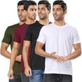 thumbnail image 1 of London Hills T-Shirts à Col Rond pour Hommes – Lot de 4 T-Shirts Unis en Mélange de Coton / Coupe Régulière, Manches Mi-Longues, Multicolore / Basiques Doux et Respirants pour le Quotidien, 1 of 7