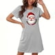 thumbnail image 1 of Camisón corto navideño para mujer, talla grande, cuello redondo, manga corta, estampado en el pecho, vestido de noche para mujer, 1 of 3