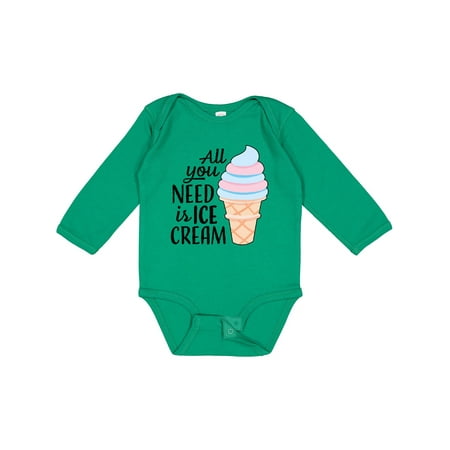 

Inktastic All You Need is Ice Cream with Ice Cream Cone Gift Baby Boy or Baby Girl Long Sleeve Bodysuit