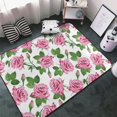 thumbnail image 3 of Green Pink Rose Flowers Shaggy Area Rug, Rugs for Living Room Bedroom Non Slip Door Mat Indoor Carpet Machine Washable Nursery Home Decor Floor Mats for Entryway 60x39in-#, 3 of 5