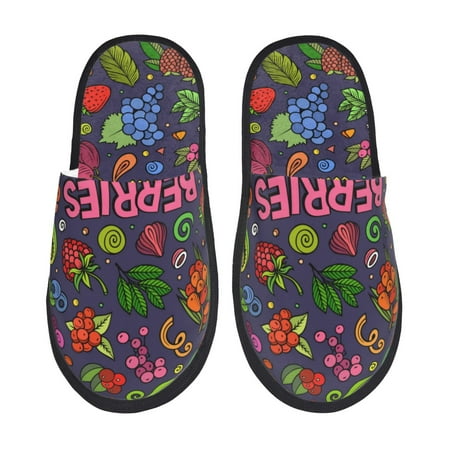 

Tideii Berry Fruits for Home Indoor Cotton Slippers Autumn and Winter EVA Plush Slippers Household Supplies Unisex-Medium