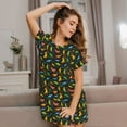 thumbnail image 3 of Fuzoiu Cartoon Dino Print Women Nightgowns, Soft Comfy Lightweight Short Sleeves Sleepwear,Crew Neck Loungewear, 3 of 6