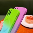 thumbnail image 4 of for iPhone 12 Pro Magnetic Silicone Case [Work with Magsafe] Full Camera Lens Protective Soft TPU Gradient Color Anti-Drop Anti-Scratch Shockproof Phone Case for Women Girls, Purple Gray, 4 of 15