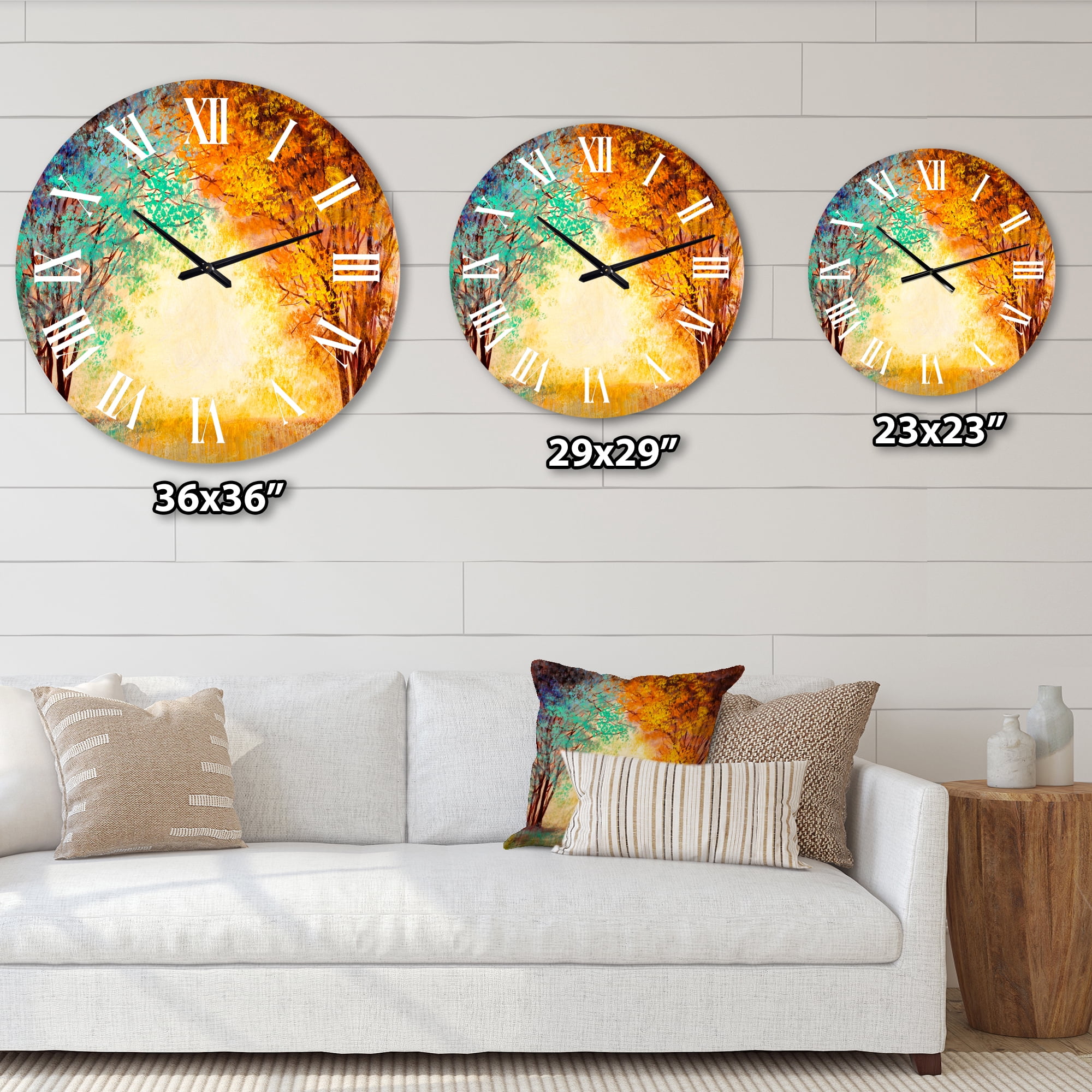 Designart 'Alley Through The Park In Autumn Sunset' Traditional Wall Clock