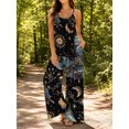 thumbnail image 5 of Women's Casual Sleeveless Jumpsuits Starry Sky Butterflies Spaghetti Strap Wide Leg Pants Rompers with Pockets, 5 of 7
