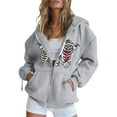 thumbnail image 2 of Aayomet Zip Up Hoodie Women Womens Aztec Hoodie Jacket 1/11 Zip Pullover Drawstring Sweatshirt with Pocket,Gray M, 2 of 3