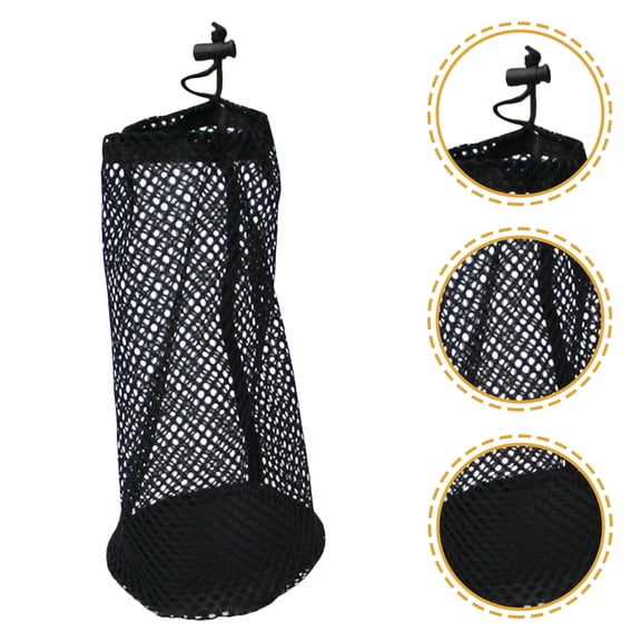 BESTYASH Large Capacity Black Golf Ball Drawstring Pouch for Multiple Sports