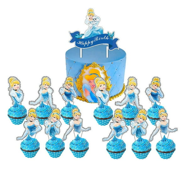 Cinderella Cake Topper CupcakeS Set Birthday Party Supplies Decoration Decor Kit