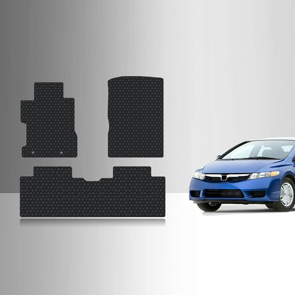ToughPRO Front   2nd Row Mats Compatible with Honda Civic 2007 - All Weather Heavy Duty (Made in USA) Black Rubber