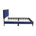 thumbnail image 3 of Twin Velvet Bed Frame, Navy Blue, Adjustable Headboard, 12-Slat Support, Modern Bedroom Furniture, 78"x41", No Box Spring Needed, 3 of 7