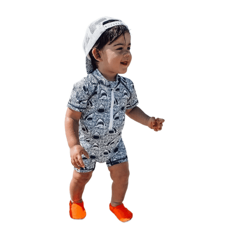 

Ma&Baby Toddler Baby Boys One-Piece Swimsuit Cute Shark Print Short Sleeve Zipper Beach Swimwear Bathing Suits