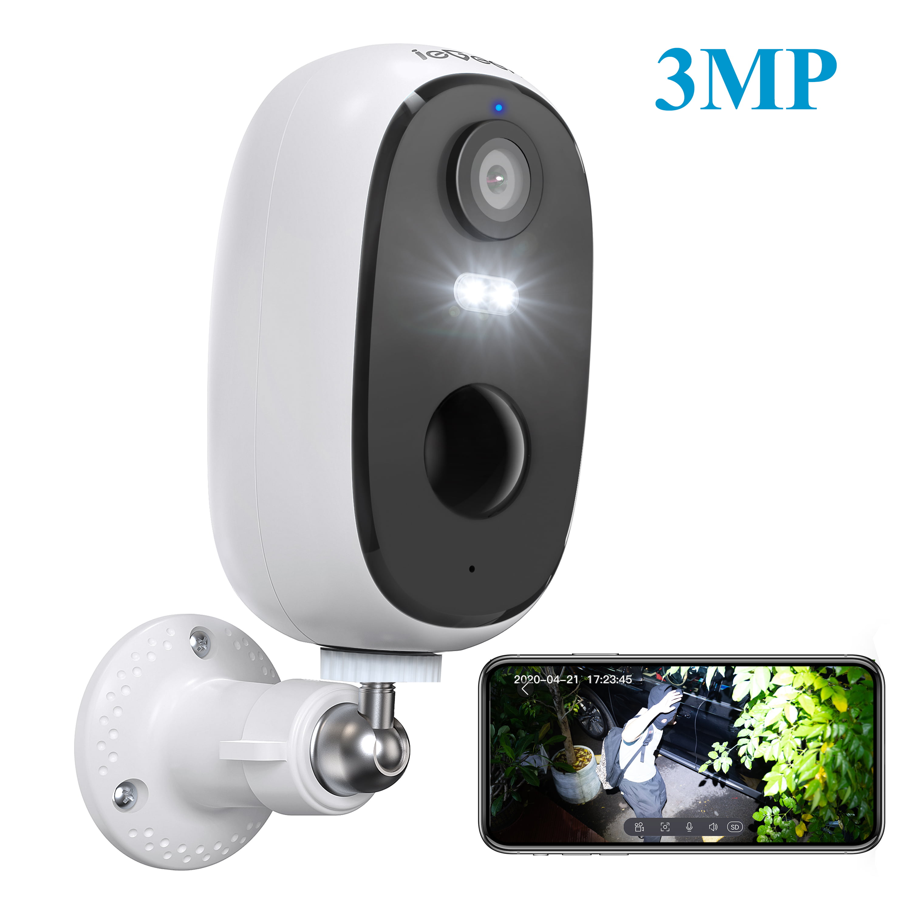 Ik zie je morgen Plotselinge afdaling Interpreteren ieGeek Wireless Security Camera, Outdoor, WiFi, Battery Powered, 2K 3MP  Color Night Vision, Spotlight & Siren, Wireless Camera with AI Motion  Detection (Supports Only 2.4GHz Wi-Fi) - Walmart.com