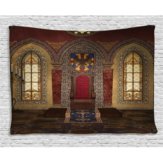 Gothic House Decor Curtains 2 Panels Set, Medieval Throne Chapel Eagle  Portrait Wall Ancient Fantasy Church Print, Window Drapes for Living Room  Bedroom, 108W X 90L Inches, Red Brown, by Ambesonne 