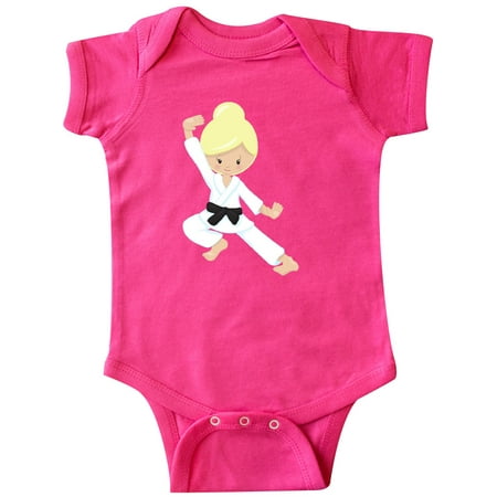 

Inktastic Cute Girl Blonde Hair Black Belt Karate Pose Gift Baby Girl Bodysuit