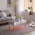 thumbnail image 6 of Mirrored Coffee Table with LED Lights and 3 Drawers, Rectangle Modern Cocktail Table for Living Room Office, Silver, 6 of 17