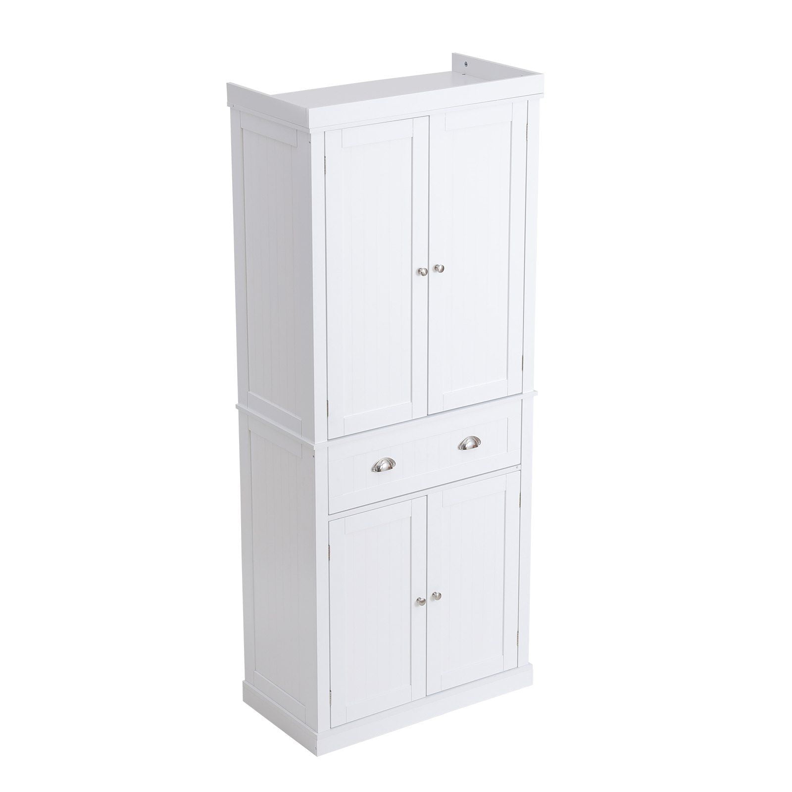 Tall Kitchen Pantry Storage Cabinet, 72" Freestanding White Cabinet with 3 Adjustable Shelves, Doors & Drawer for Food, Living Room