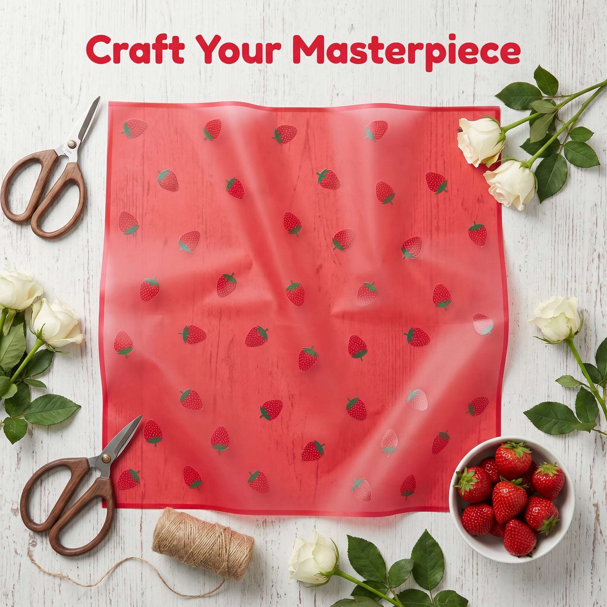 Unique Bargains Strawberry Gift Wrapping Paper Sheets for Floral Gifts Red 22.4"x 22.4"