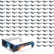 100 Pack Solar Eclipse Glasses Non-Polarized Solar Filters Glasses with Light Blocking Film Lens Cardboard Frame CE, ISO Approved 2024 Medical King