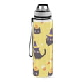 thumbnail image 2 of Yellow Background with Black Cat 1000ml Tritan Sport Bottle Straw LeakProof Food-Grade Portable Wide Handle, 2 of 7