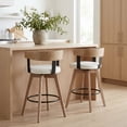 thumbnail image 6 of Dayalane Mid Century Modern Bar Stools Set of 2, 26" Swivel Counter Stools with Barrel Back, Linen Upholstered Barstools with Wood Legs for Kitchen Island, Dining Room, Home Bar, White, 6 of 14