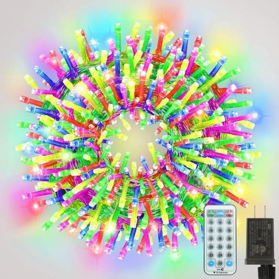 33ft Christmas Decorative Mini Lights, 100 LED Transparent Wire Fairy Starry String Lights Plug in, 11 Lighting Modes, for Indoor Outdoor Xmas Tree Wedding Party Decoration (Multicolor)