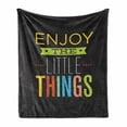thumbnail image 1 of Enjoy the Little Things Soft Flannel Fleece Blanket, Modern Style Calligraphy Colorful Letters Design with Grunge Effect, Cozy Plush for Indoor and Outdoor Use, 50" x 70", Multicolor, by Ambesonne, 1 of 6
