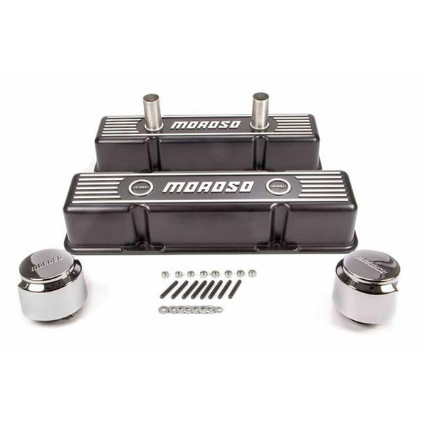 Moroso 68371 Aluminum Valve Cover for Small Block Chevy, Black