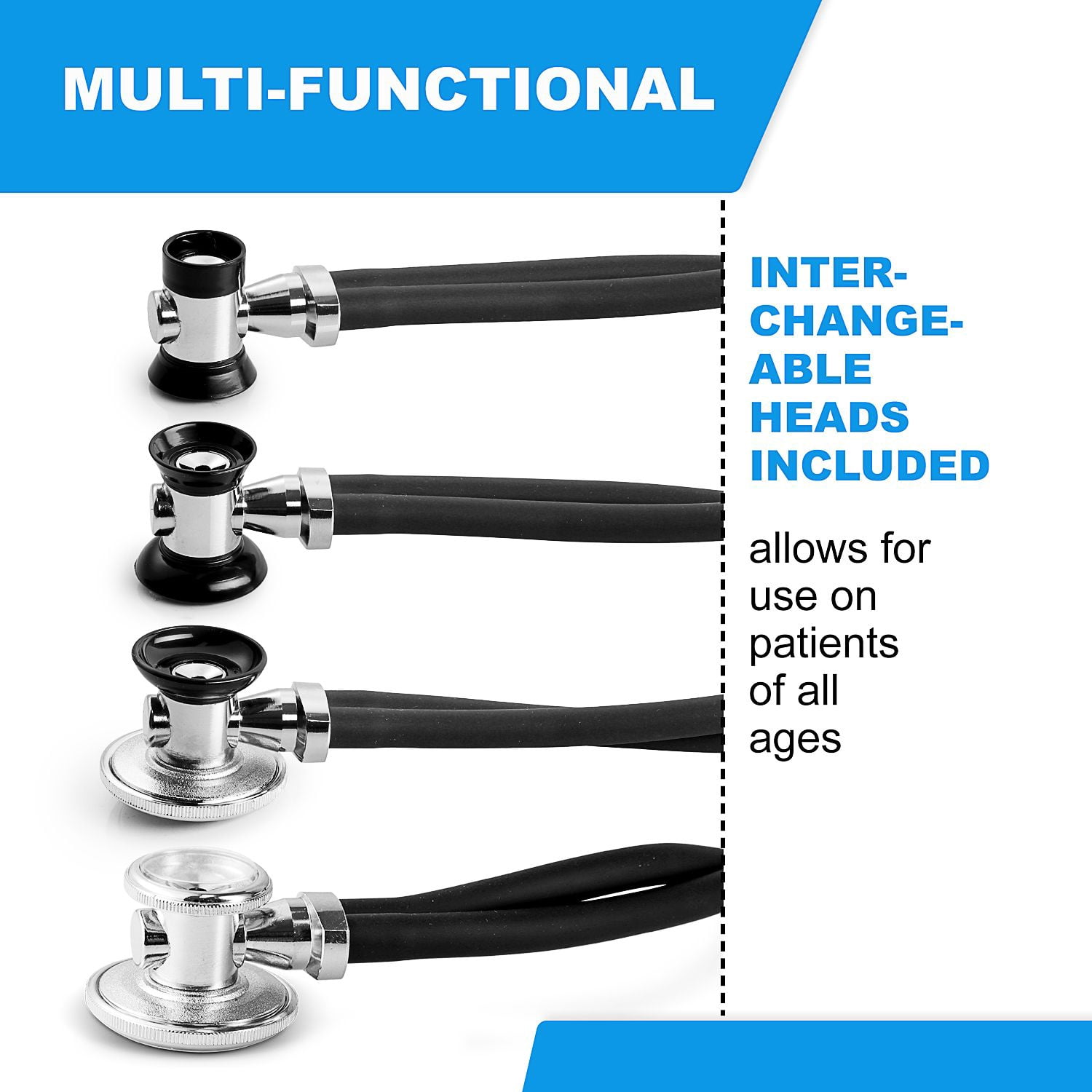 Primacare DS-9298 Black Medical Clock Stethoscope with Analog Watch