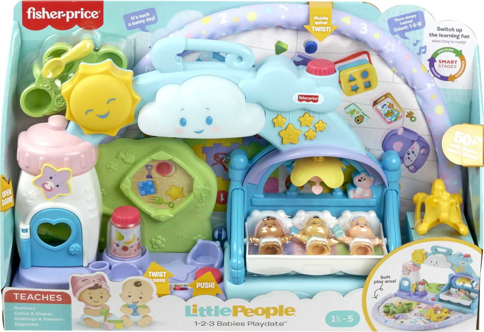 Fisher-Price Little People 1-2-3 Babies Playdate Musical Playset with 3 Multi-color Baby Dolls