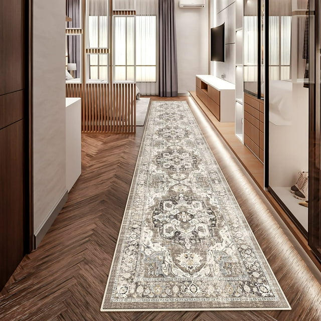 Alfombra YOUFORTONG 61 x 305 cm, antideslizante, suave, para cocina, color beige