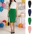 thumbnail image 2 of Quixlent Hip Wrapped Skirt Pure Color High-Waisted Slimming Skirt Breathable Fabric Front Slit Design Office Lady Skirt, 2 of 8
