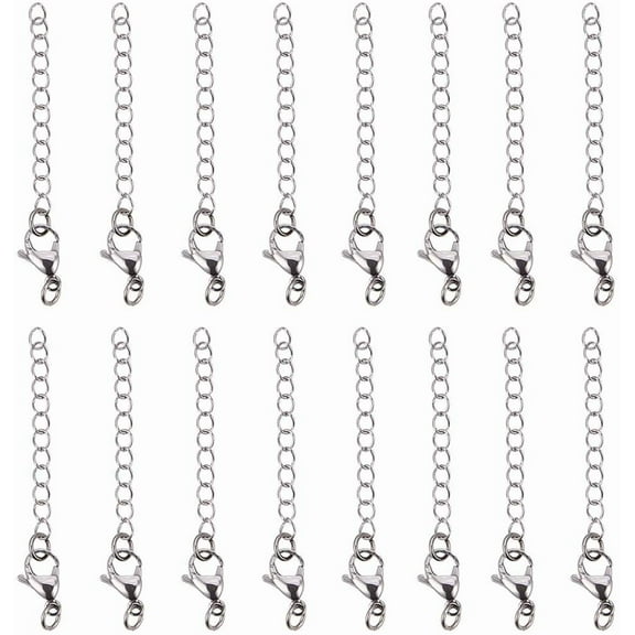 20pcs 304 Stainless Steel Necklace Extenders 2.2 Inch Bracelet Extender Chain Jewelry Chain Extension Set with Lobster Claw Clasps for Choker Anklet Necklaces DIY Jewelry Crafts Making for making