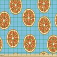 thumbnail image 2 of Ambesonne Tangerine Fabric by the Yard Upholstery, Exotic Citrus Fruit Round, 2 Yards, Sky Blue Burnt Orange, 2 of 5