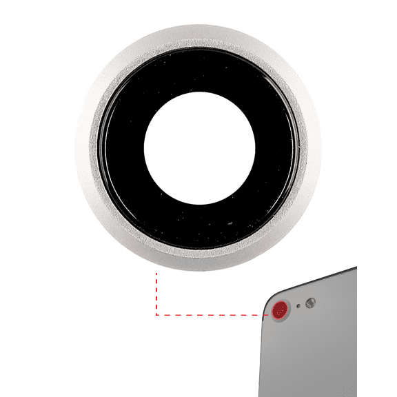 Replacement Back Camera Lens With Bracket & Bezel Compatible For iPhone 8 / SE (2020) / SE (2022) (Silver) (10 Pack)