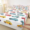 thumbnail image 3 of Manfei Colorful Car Queen Sheet Sets,Traffic Vehicle Flat Sheet,Red Blue Yellow Queen Fitted Sheet For Girls Boys,Super Cozy Room Decor,4-Piece, 3 of 7