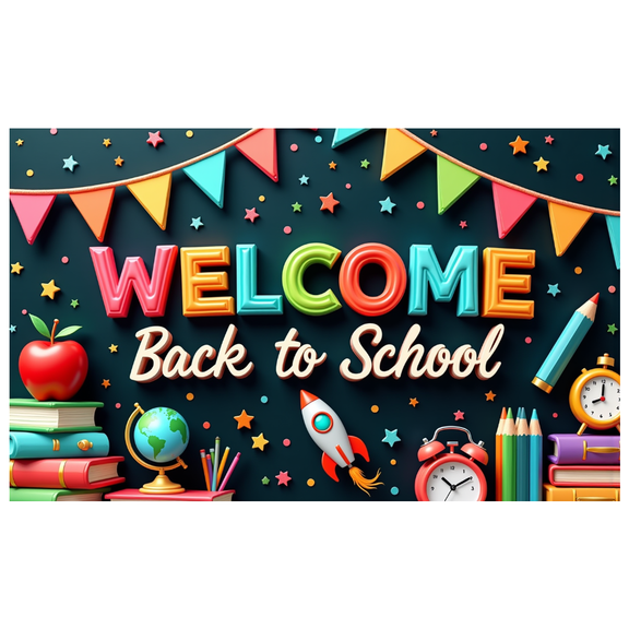 Colorful Design Back to School Banner Educational Theme Classroom Decor Welcome Sign for School Event Teacher's Day