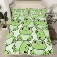 thumbnail image 2 of Manfei Cute Frog Twin Sheet Sets,Rustic Wild Animal Twin Fitted Sheet,Cartoon Frog Flat Sheet For Kids,Luxury Bedroom Decor,3-Piece, 2 of 7