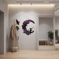thumbnail image 3 of AZXY Halloween Wreath for Front Door, Half Moon Gothic Wreath with Black Cat Silhouette Purple Hydrangea Black Roses, Artificial Halloween Decor Indoor Outdoor for Window Home Bedroom Party Decor, 3 of 5