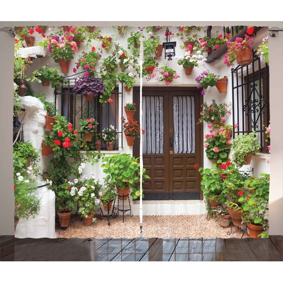 Spanish House Old Europe Bedroom Living Room Curtains 2 Panels Set 108x90 Inches