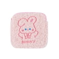 thumbnail image 2 of Airle Sanitary Pad Bag Fuzzy Square Zipper Large Capacity Cartoon Plush Rabbit Embroidery Sanitary Napkin Holder Pouch for School, 2 of 8