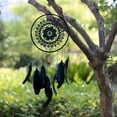 thumbnail image 4 of Atrapasueños negro, atrapasueños con cuentas y plumas para decoración del dormitorio, hogar, coche, 20 cm de diámetro, 4 of 5