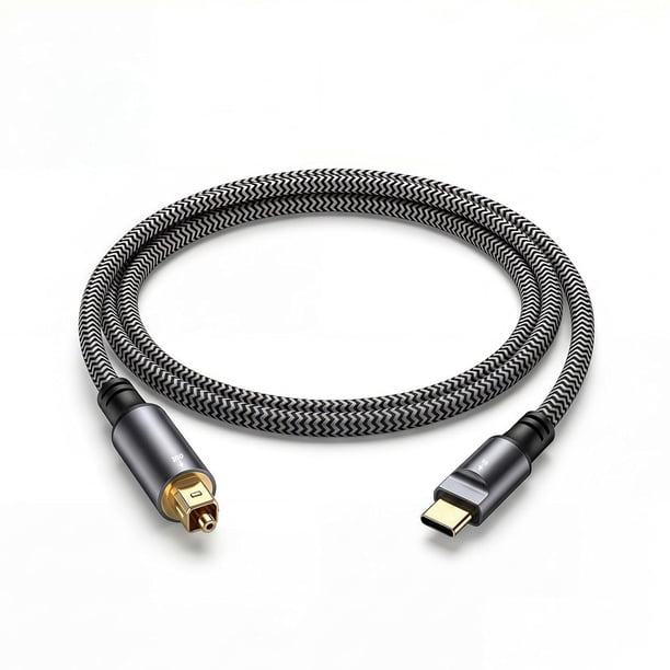 KSRplayer Cable de Audio Óptico USB‑C a Toslink, Transmisor de Audio Digital Unidireccional Type‑C a SPDIF para Computadora, Laptop, Teléfono Móvil, Barra de Sonido, Altavoz, Sistemas de Cine en