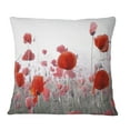 thumbnail image 2 of Designart Amazing Red Poppy Flower Garden - Flower Throw Pillow - 18x18, 2 of 5