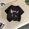 thumbnail image 5 of LRen Girl Tops Size 7-8 Tie Dye Graphic Print Short Sleeve Crewneck Kids Tees Soft Cute Tees Toddler Clothes,Z01-Black,140, 5 of 5