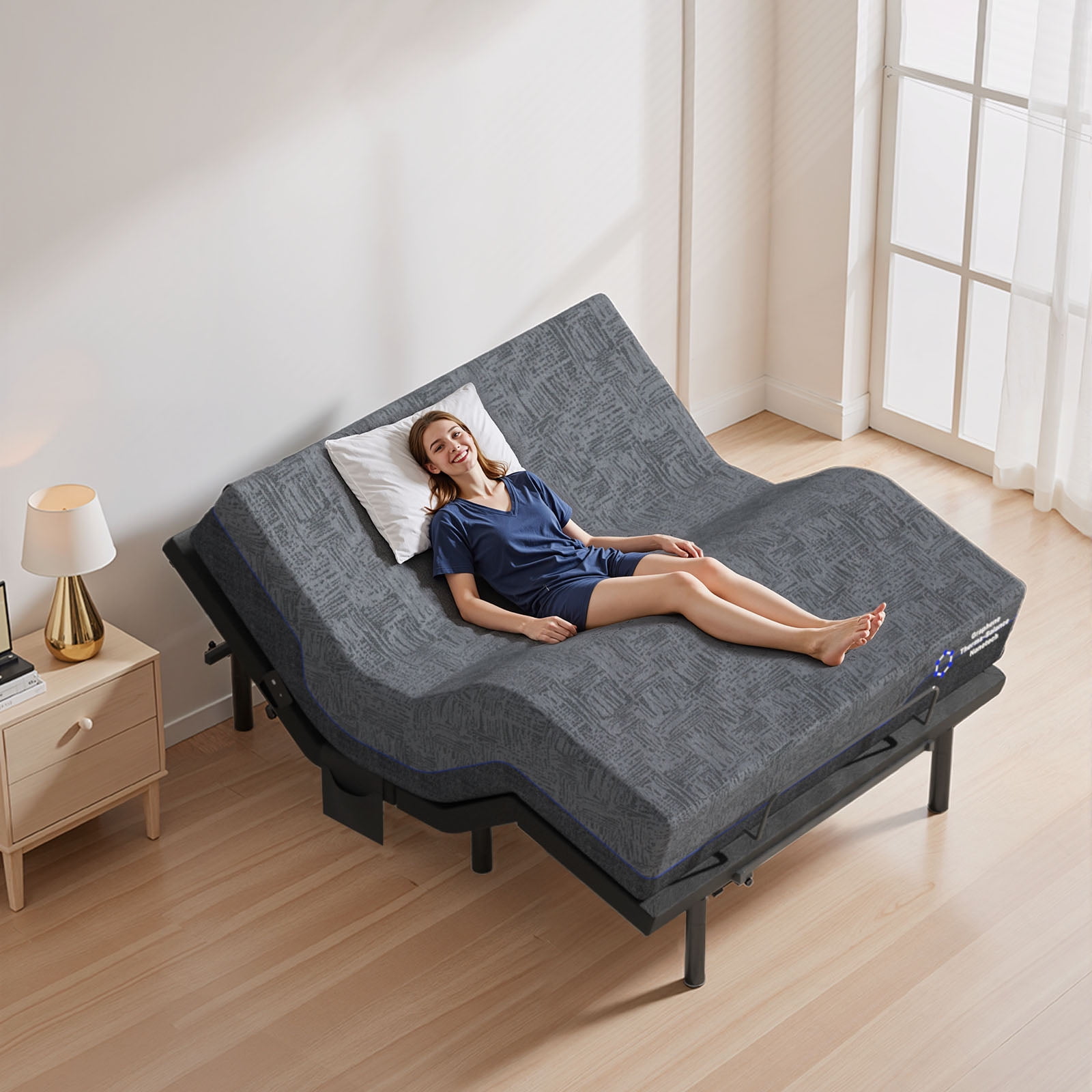 CHITOOMA Queen Adjustable Bed Frame with 14 Inch Gel Memory Foam Mattress, Electric Bed Base with Wireless Remote, Zero Gravity, Graphene Cover, Medium-Firm Support, Mattress in a Box