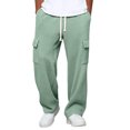 thumbnail image 2 of DPTALR Men's Solid Color Elastic Waist Pants Casual Sport Pocket Comfortable Trousers,Green,Big and Tall Men S, 2 of 8