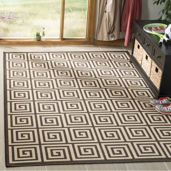 Safavieh Linden Joetta Geometric Indoor/Outdoor Area Rug, Creme/Brown, 6'7" x 6'7" Square