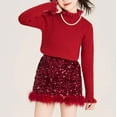thumbnail image 4 of Velvet Trim Girls Skirt Hemline Casual Party Wear A Line Tutu For Toddler Kids, 4 of 6